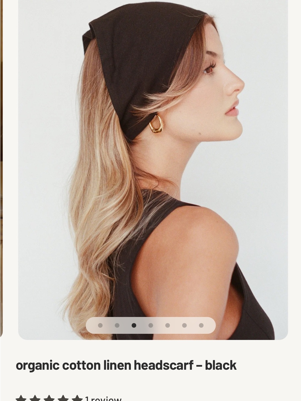 Layere Black Organic Cotton Linen Headscarf